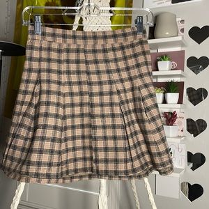 Pleated Flannel Skirt